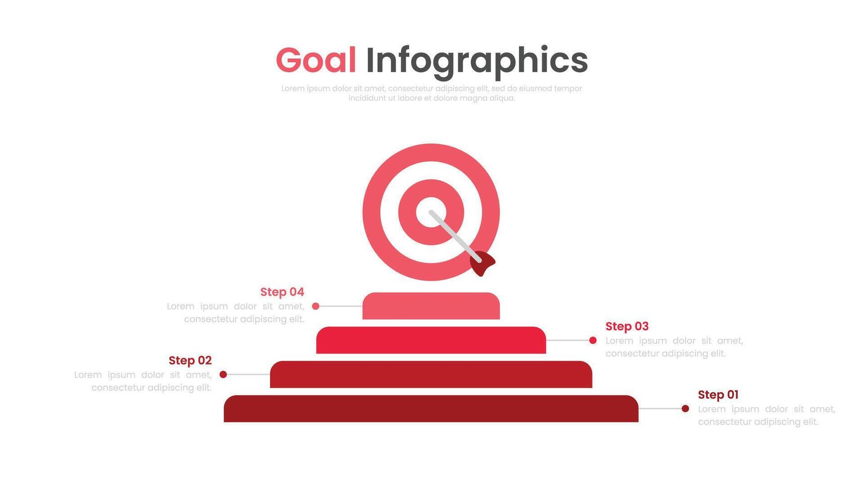 infográfico alvo modelo com 4 passos para sucesso vetor