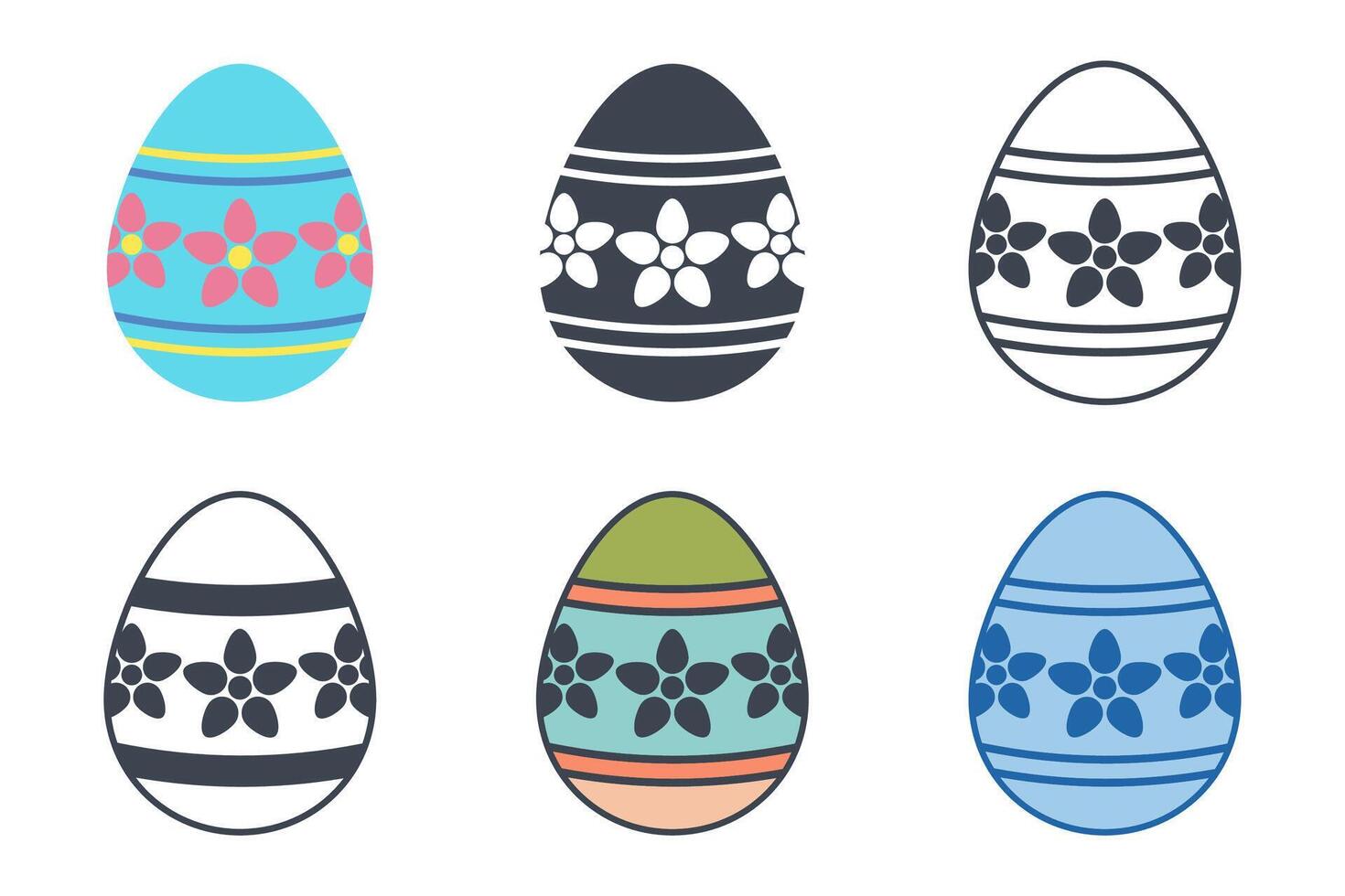 Páscoa dia festival. Páscoa ovos ícones em branco fundo. vetor ilustração