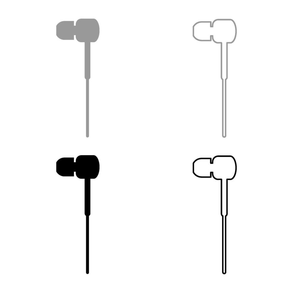 vácuo fones de ouvido com fio conjunto ícone cinzento Preto cor vetor ilustração imagem sólido preencher esboço contorno linha fino plano estilo