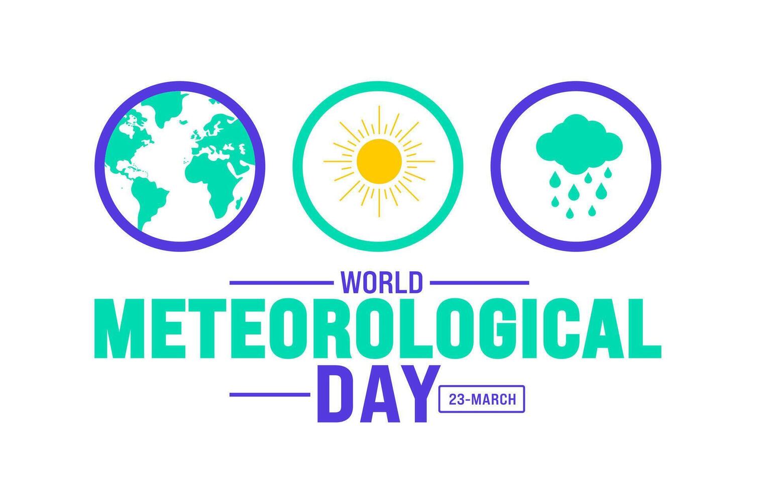 marcha é mundo meteorológico dia fundo modelo. feriado conceito. usar para fundo, bandeira, cartaz, cartão, e poster Projeto modelo com texto inscrição e padrão cor. vetor