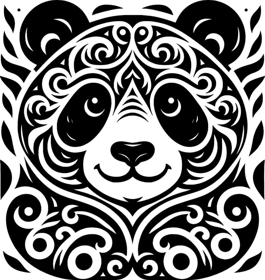 Projeto com curvado linha arte e panda combinação vetor