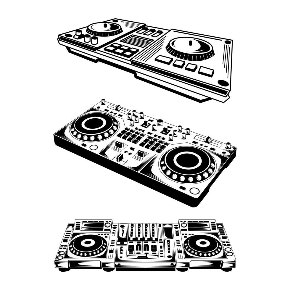 dj console conjunto estoque vetor