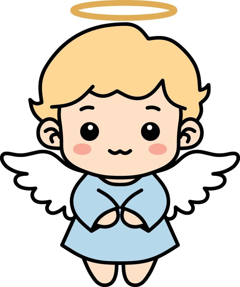 fofa bebê anjo desenho animado vetor