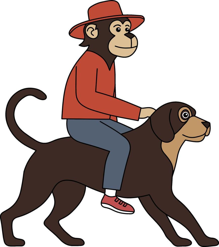 macaco equitação cachorro vetor