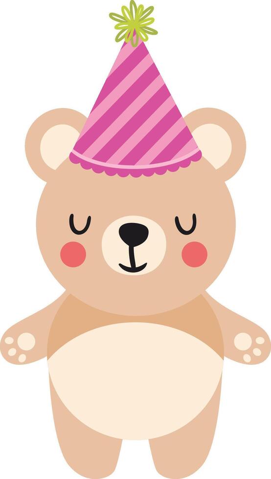 feliz aniversário fofa Urso de pelúcia Urso vetor