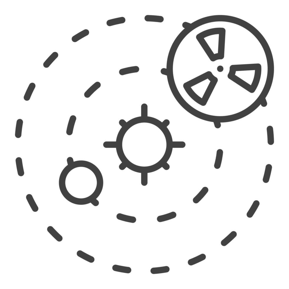 espaço Sediada nuclear arma com terra e Sol vetor linear ícone ou logotipo elemento
