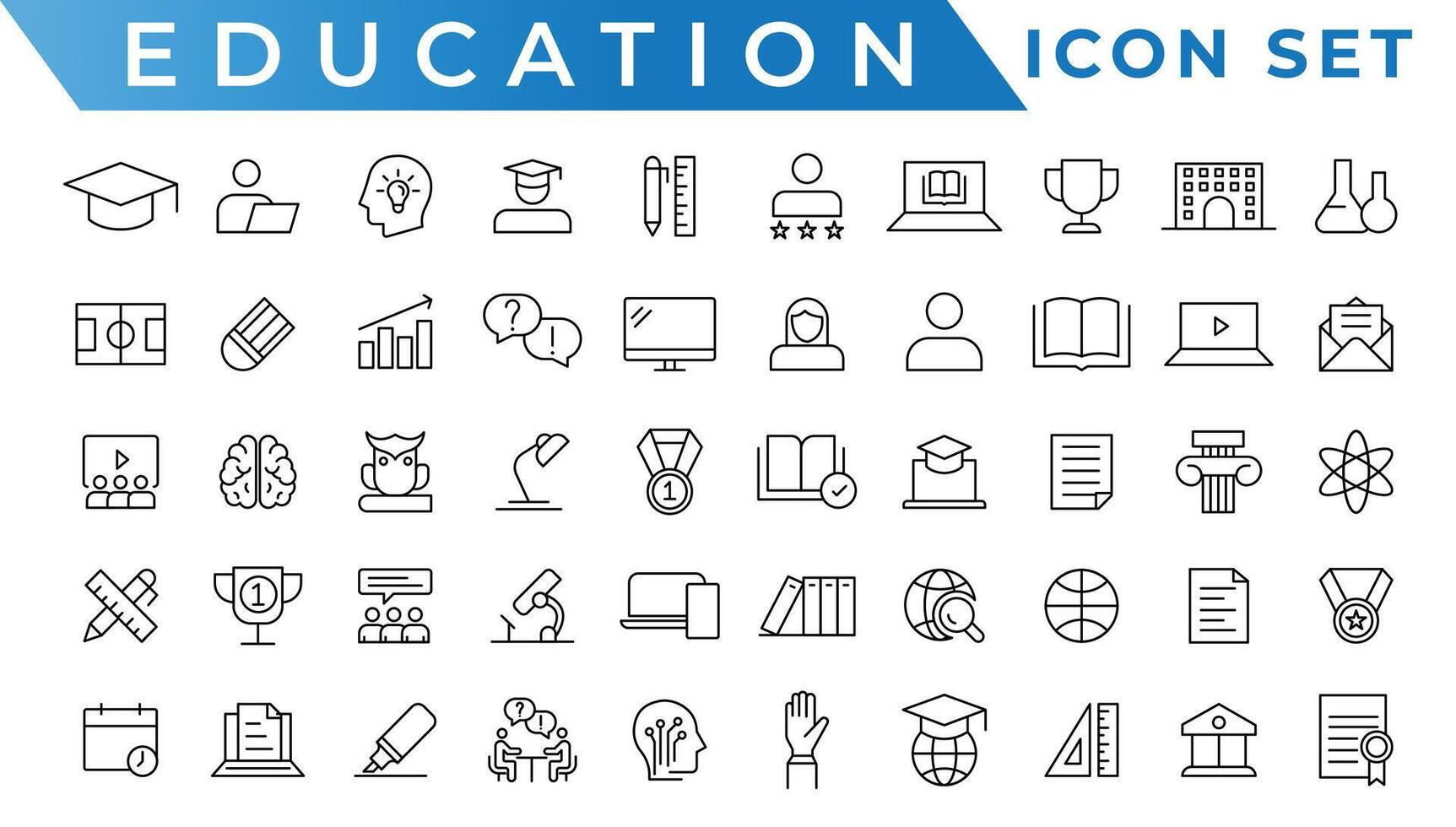 Educação e Aprendendo rede ícones dentro linha estilo. escola, universidade, livro didático, aprendizado. vetor ilustração