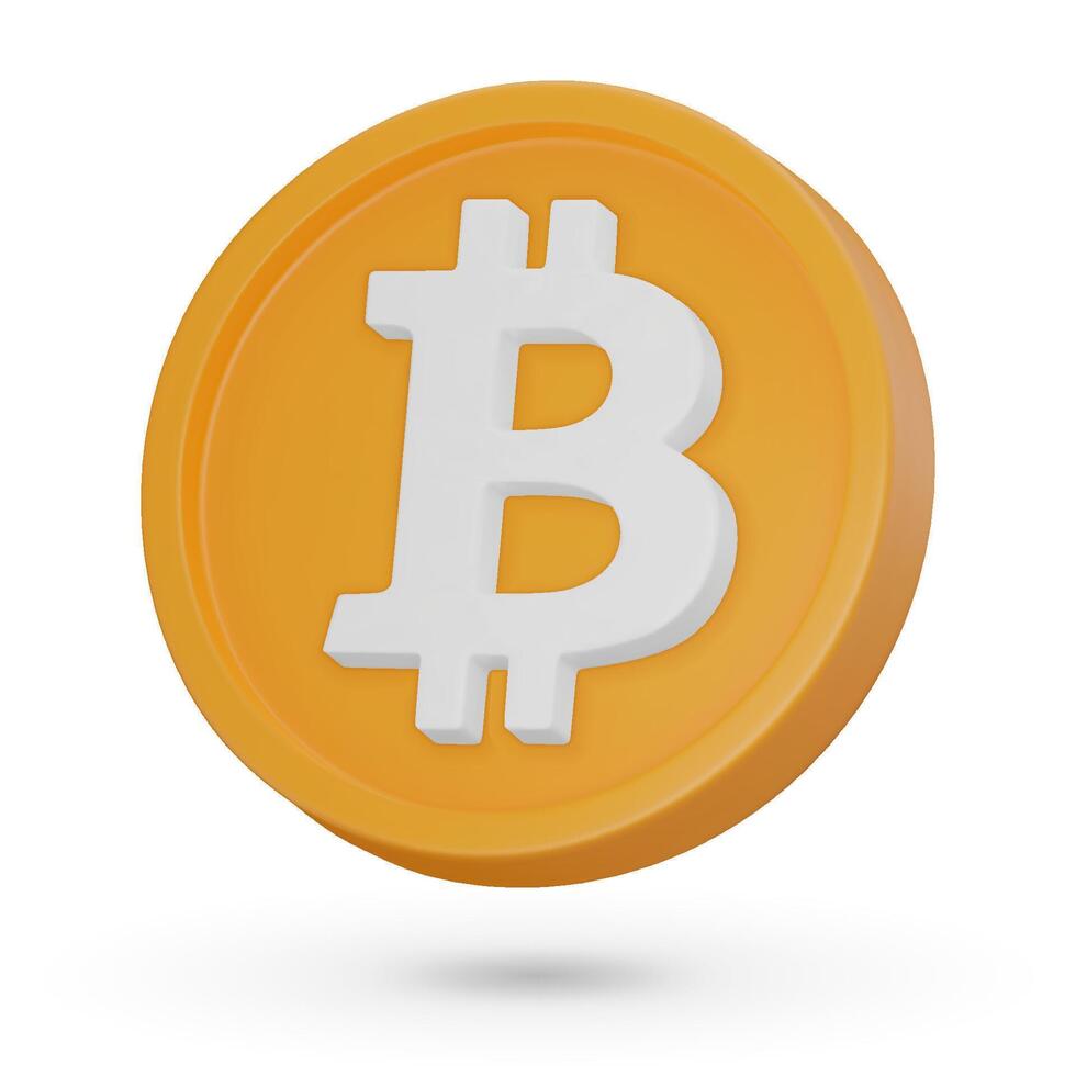 3d moeda. criptomoeda símbolo bitcoin btc. 3d vetor ícone. ilustração isolado em uma branco fundo