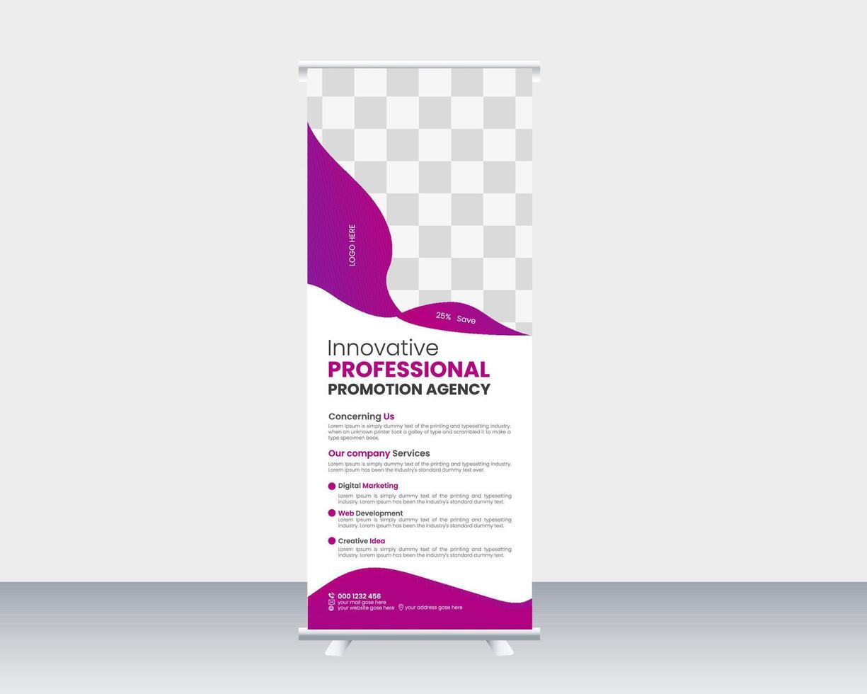 negócios roll up banner design vetor