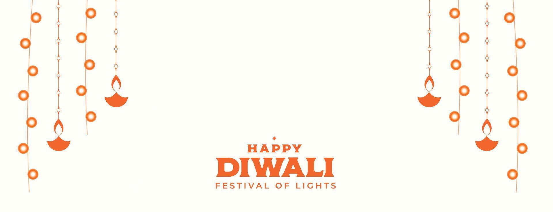 feliz diwali festival bandeira com suspensão diya Projeto vetor