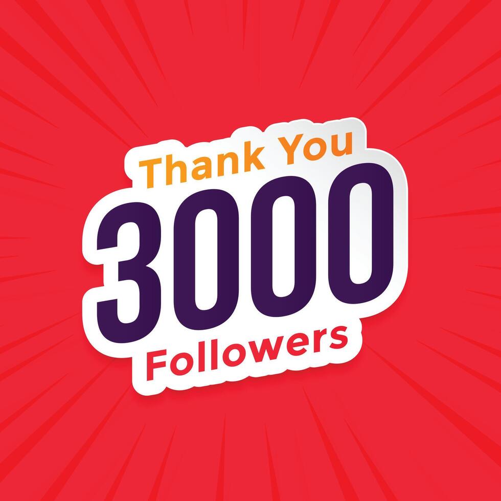 obrigado você 3000 seguidores social meios de comunicação rede fundo vetor