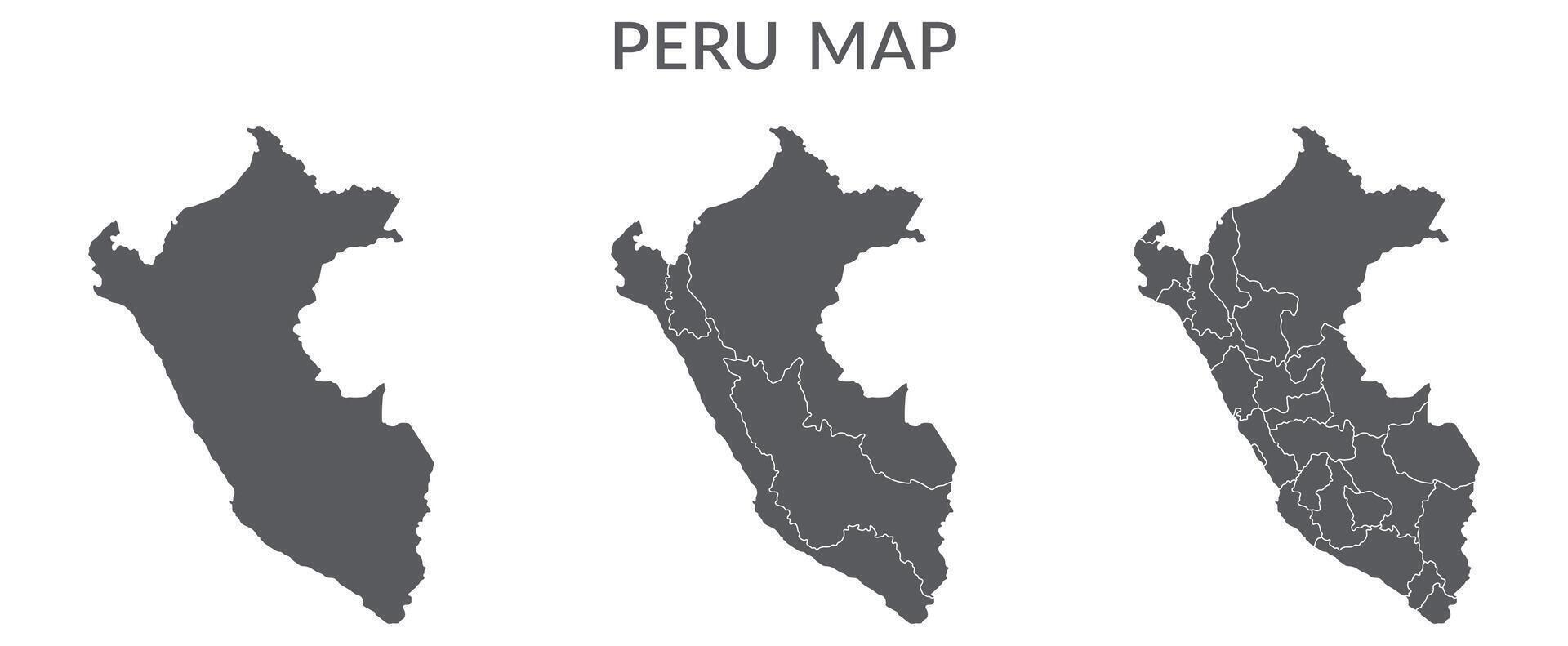 Peru mapa. mapa do Peru dentro cinzento conjunto vetor