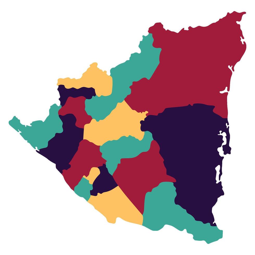 Nicarágua mapa. mapa do Nicarágua dentro administrativo províncias dentro multicolorido vetor