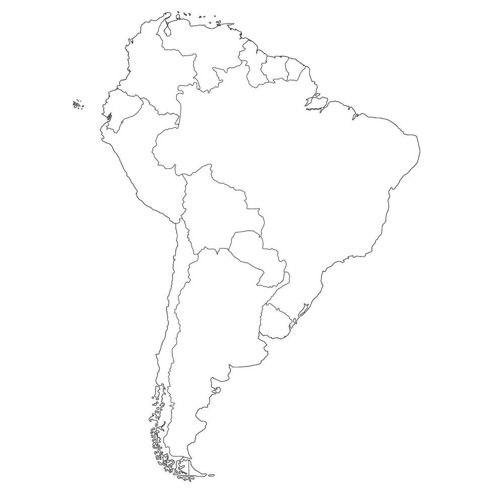 sul América país mapa. mapa do sul América dentro branco cor. vetor