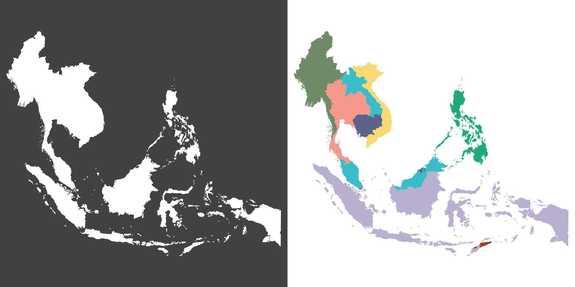 sudeste Ásia país mapa. mapa do sudeste Ásia dentro multicolorido. vetor