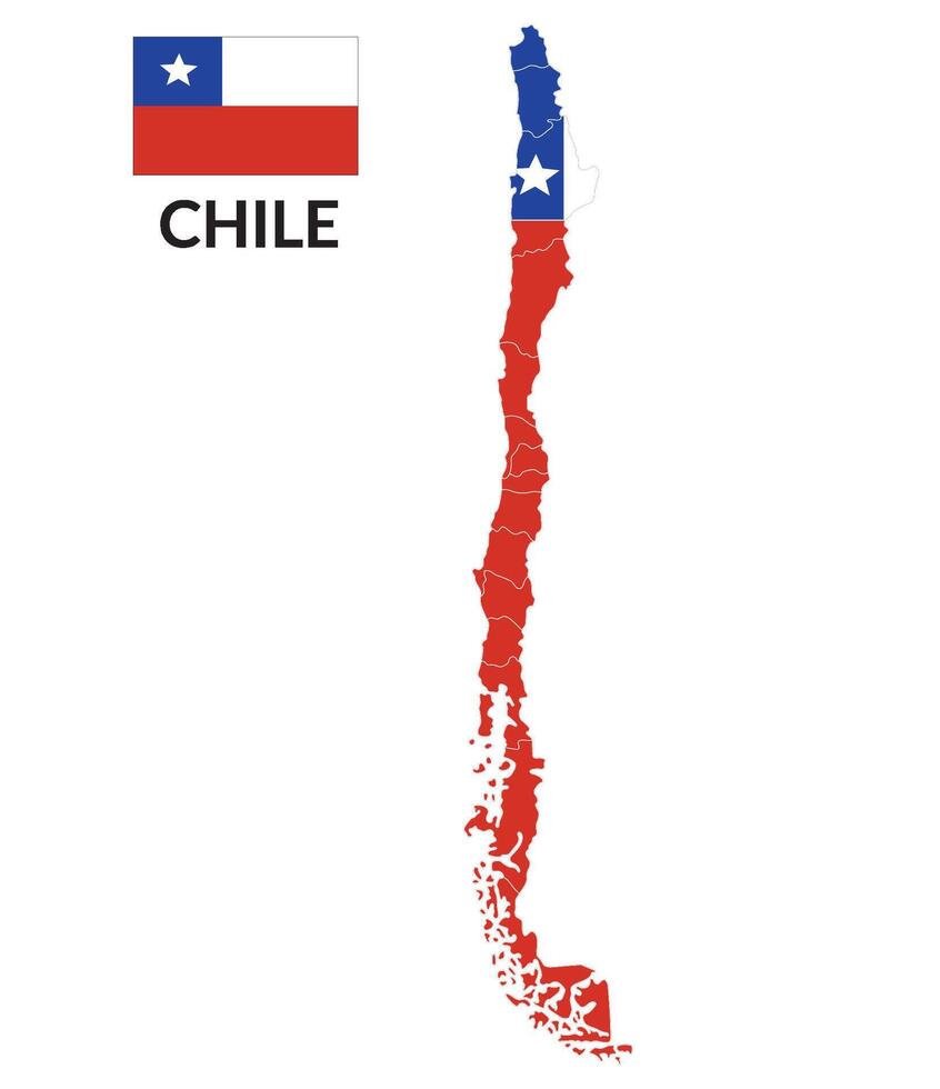 mapa do Chile com nacional bandeira do Chile vetor