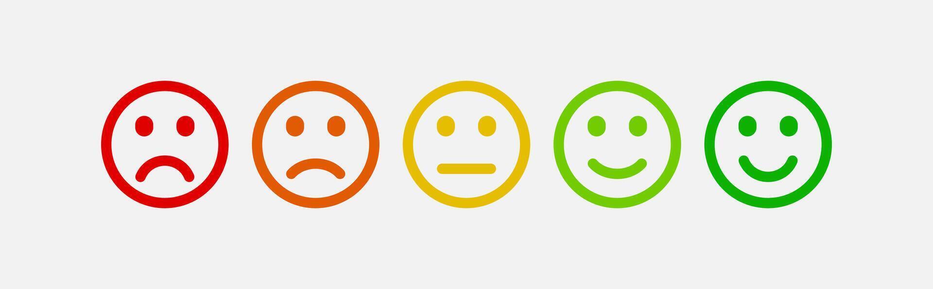 emocional humor escala emoji. cliente satisfação indicador emoticons isolado vetor. vetor