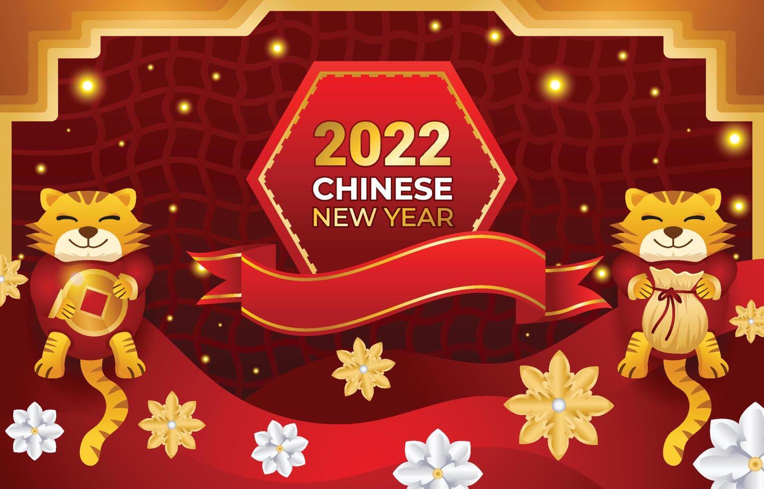 ano novo chinês 2022 ano do fundo do tigre vetor