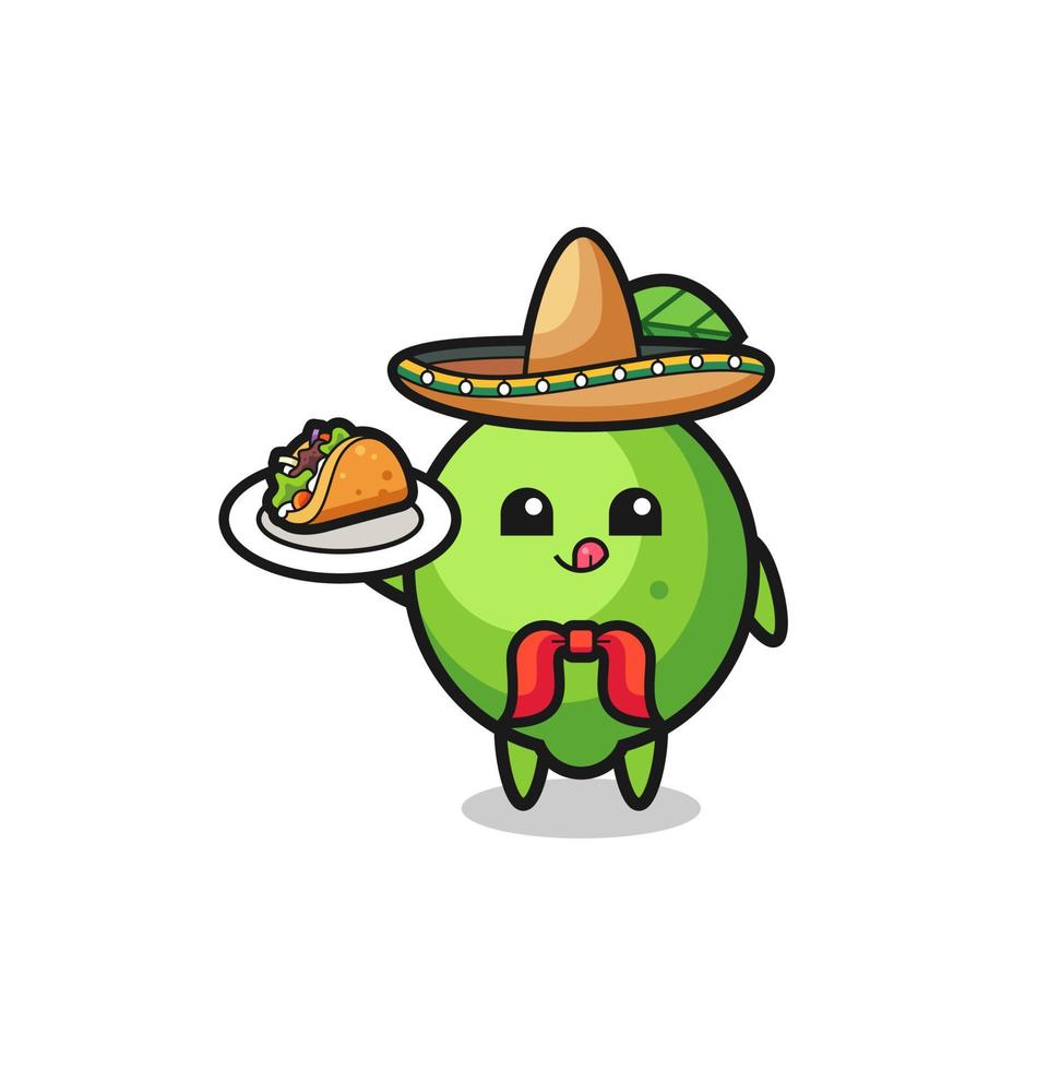 mascote do chef mexicano de limão segurando um taco vetor