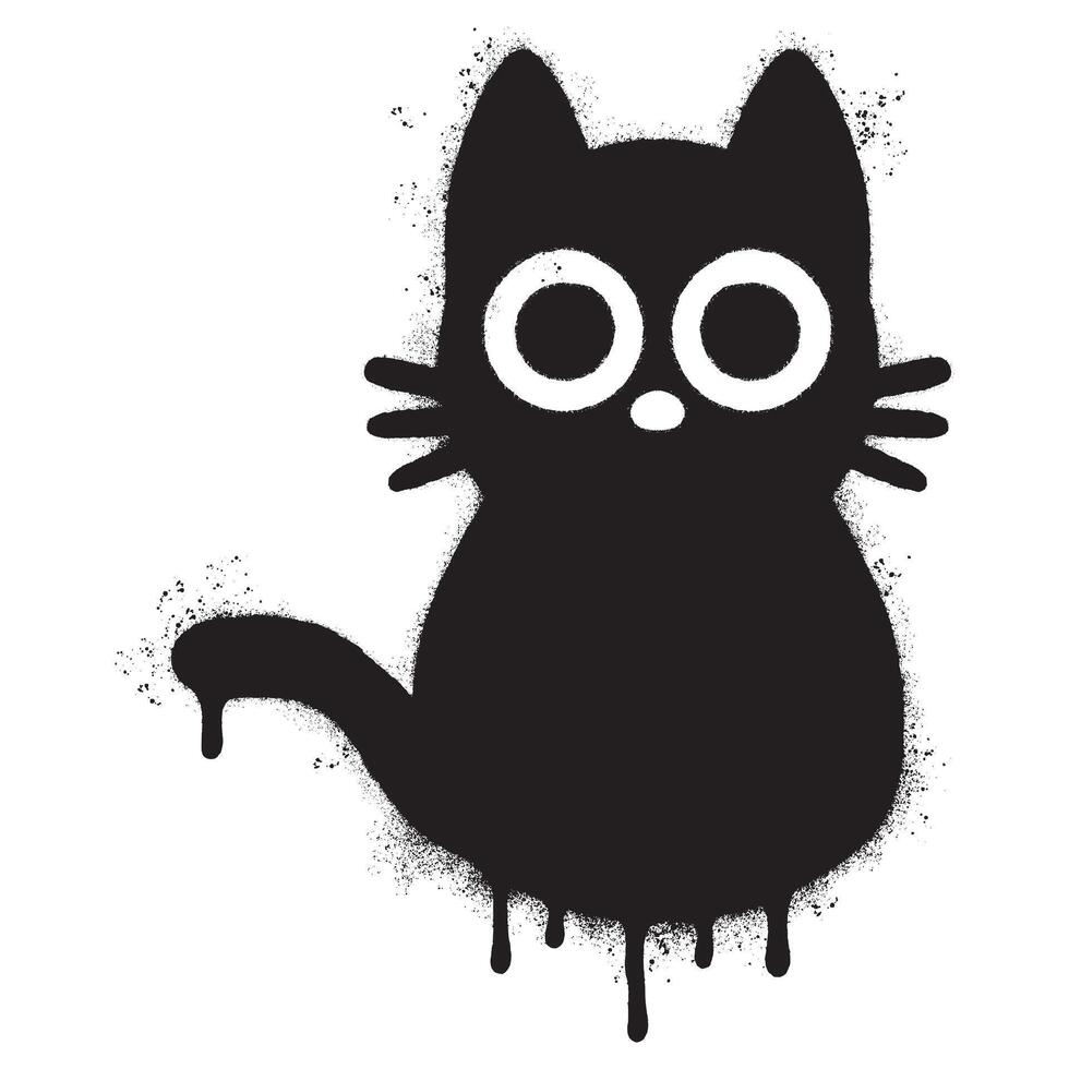 spray pintado grafite gato ícone palavra pulverizado isolado com uma branco fundo. grafite gatinha placa com sobre spray dentro Preto sobre branco. vetor ilustração.