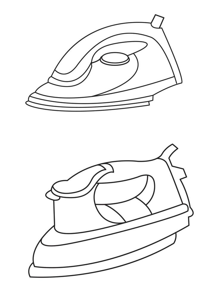 ferro ícone conjunto do alisamento ferro vetor ícones. seco e vapor ferro vetor ícone definir. ferro plano linha ícones definir. plano ferro placa ilustração.