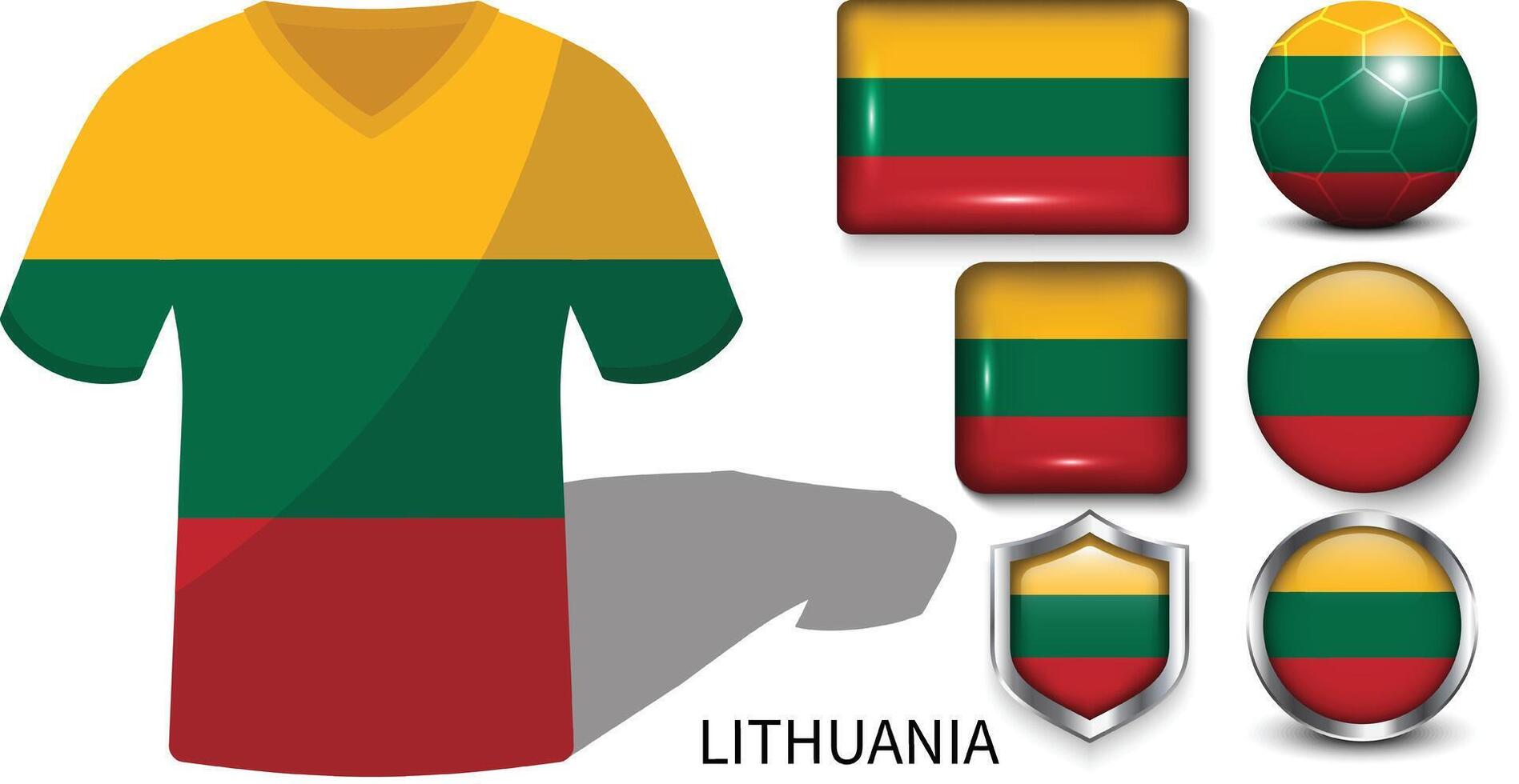 Lituânia bandeira coleção, futebol camisas do Lituânia vetor