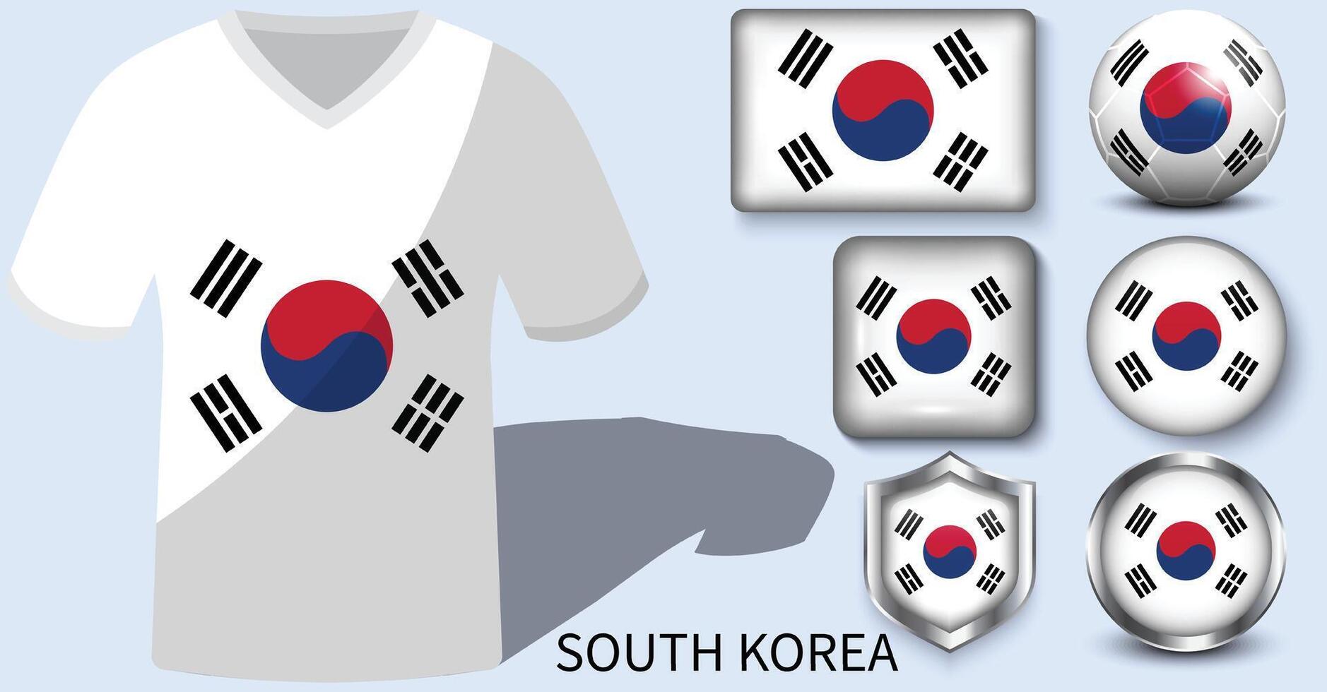 sul Coréia bandeira coleção, futebol camisas do sul Coréia vetor