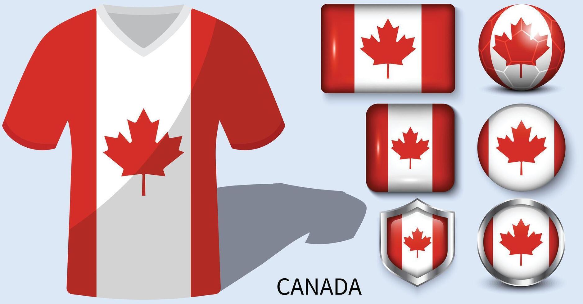 Canadá bandeira coleção, futebol camisas do Canadá vetor