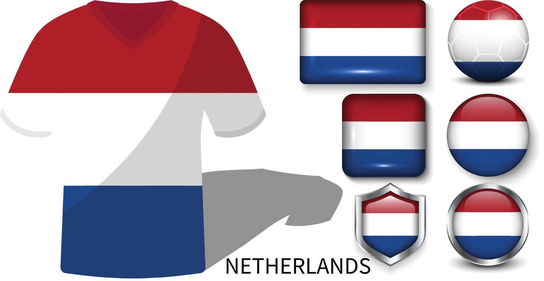 Países Baixos bandeira coleção, futebol camisas do Países Baixos vetor