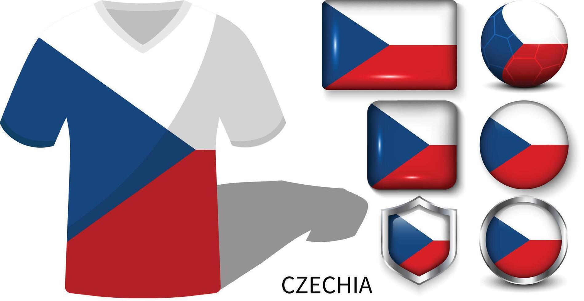 a futebol camisas do checo, tcheco bandeira coleção vetor