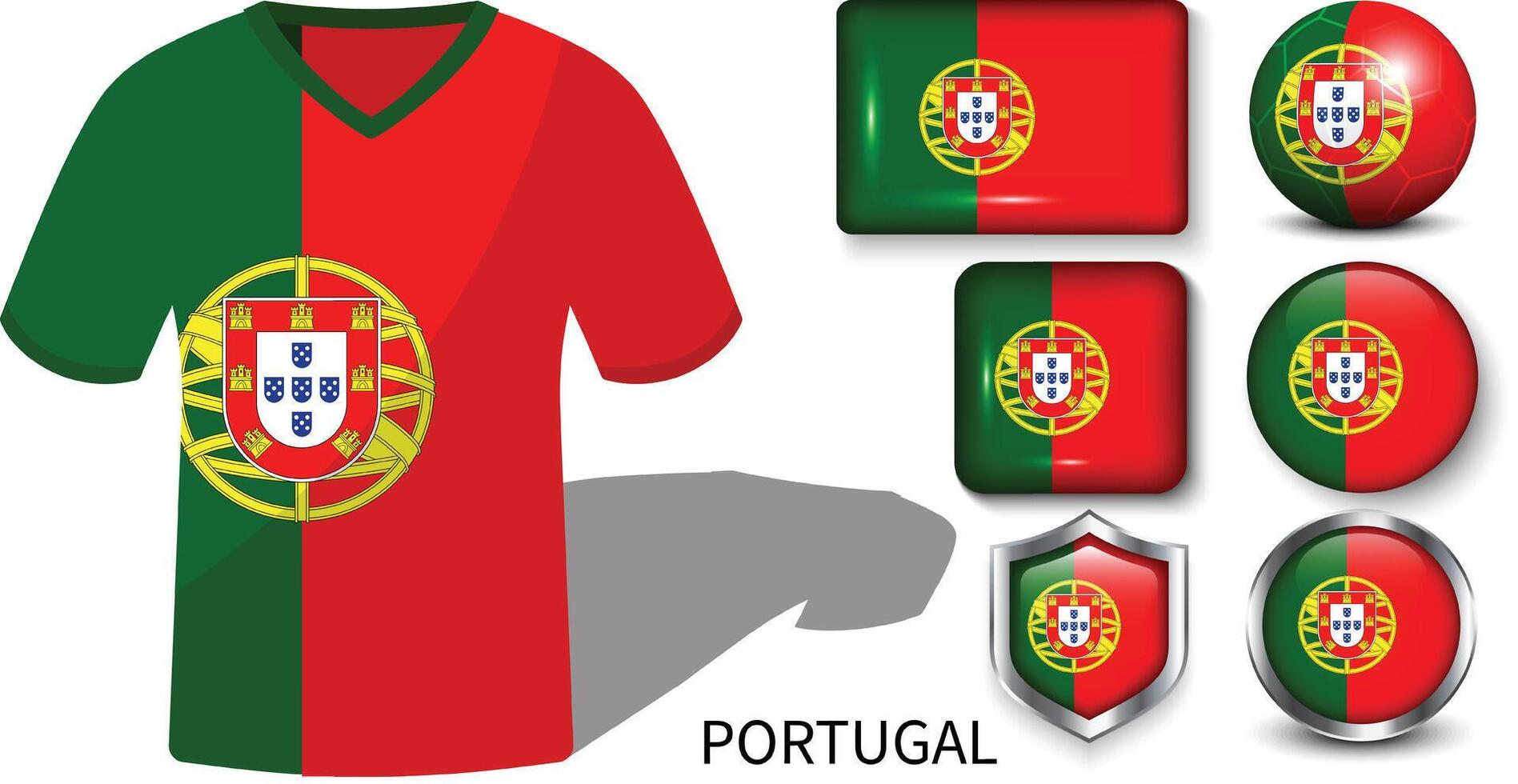 a futebol camisas do Portugal, Portugal bandeira coleção vetor