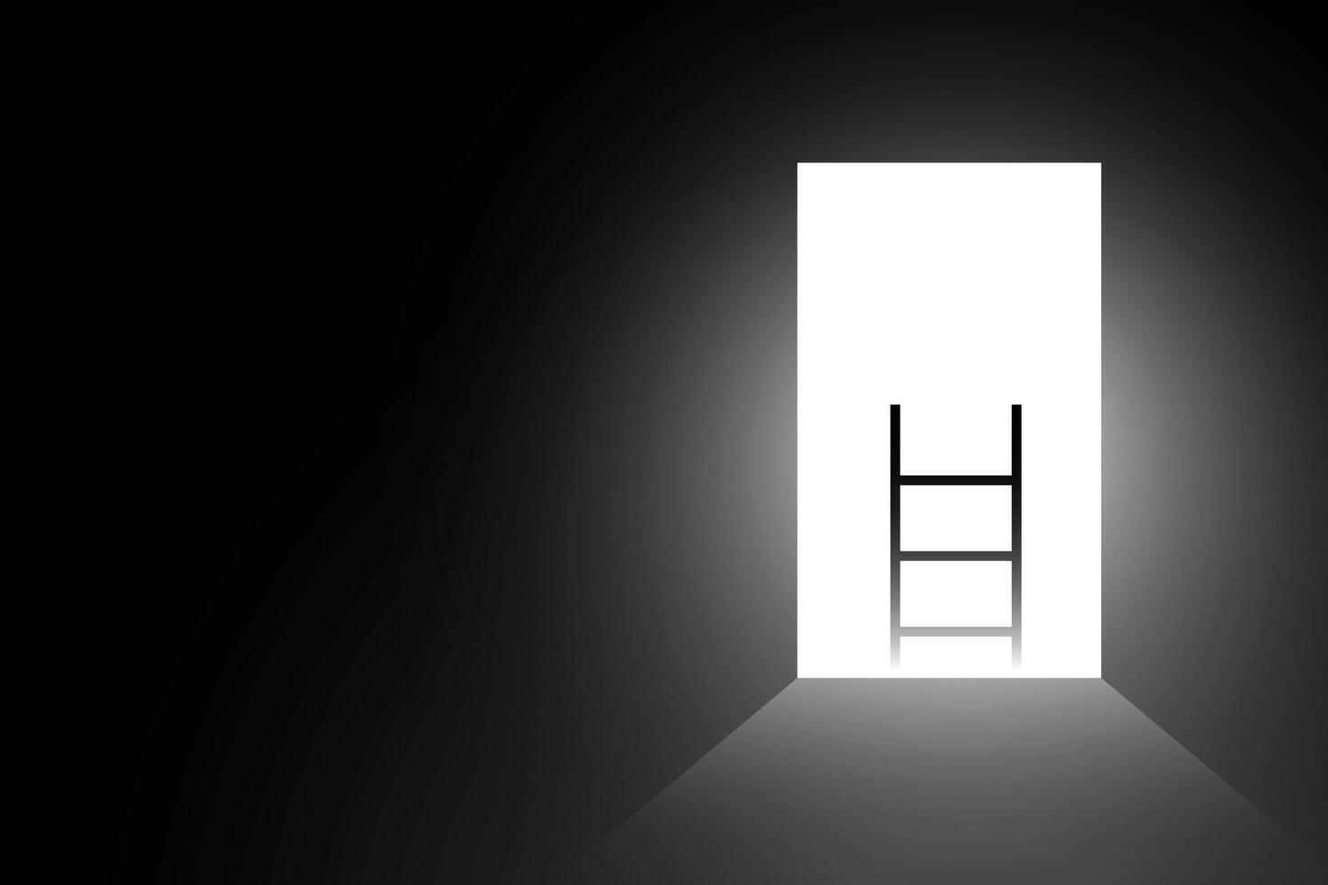 oportunidade ou visão conceito fundo com escada em aberto porta vetor