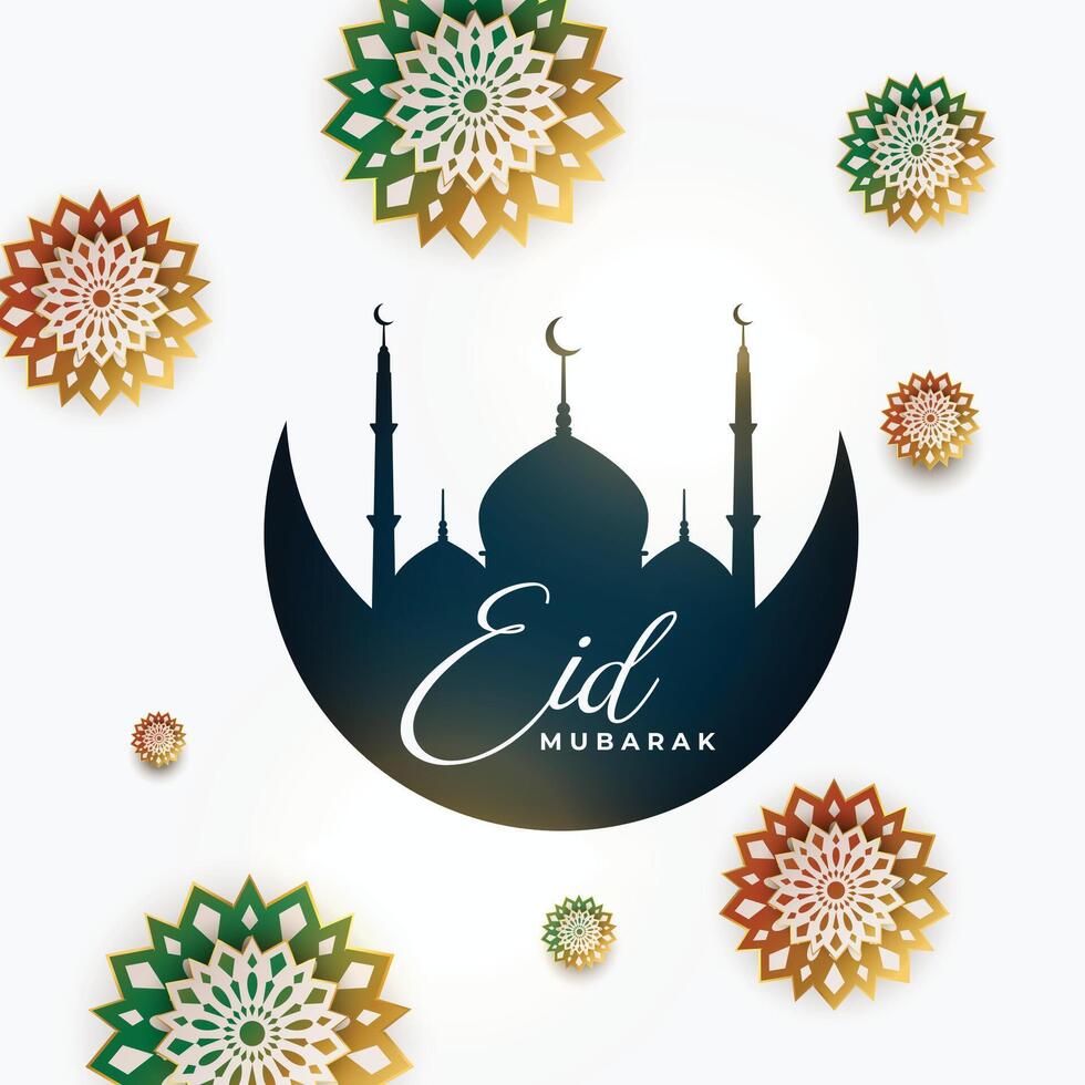 decorativo eid Mubarak flor cumprimento Projeto vetor