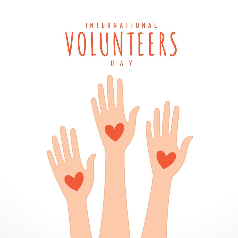 internacional voluntários dia elevado mãos fundo com amor coração vetor