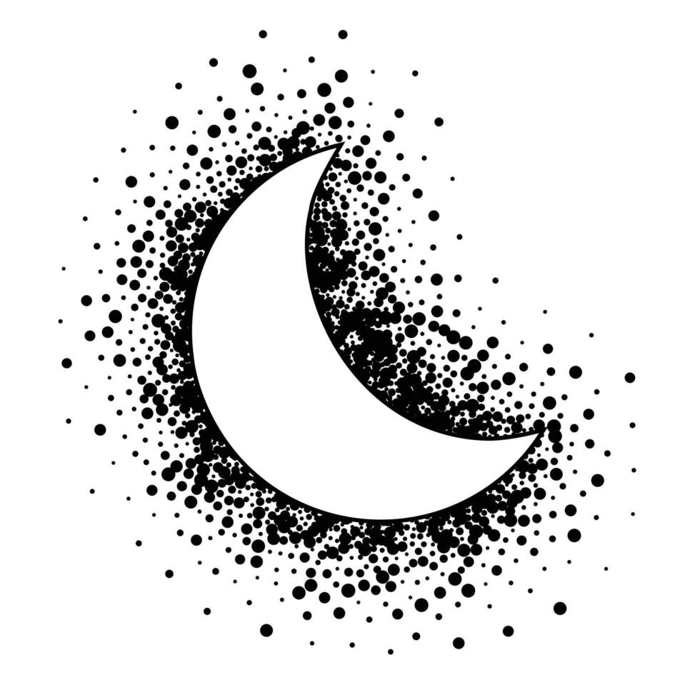 elegante celestial metade lua com pontilhado partícula vetor