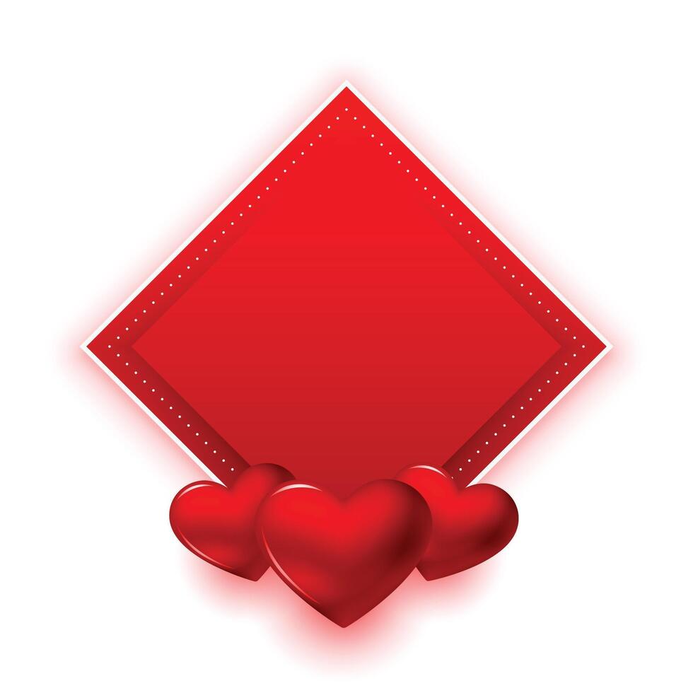 vermelho quadro, Armação com realista corações para dia dos namorados dia cartão vetor