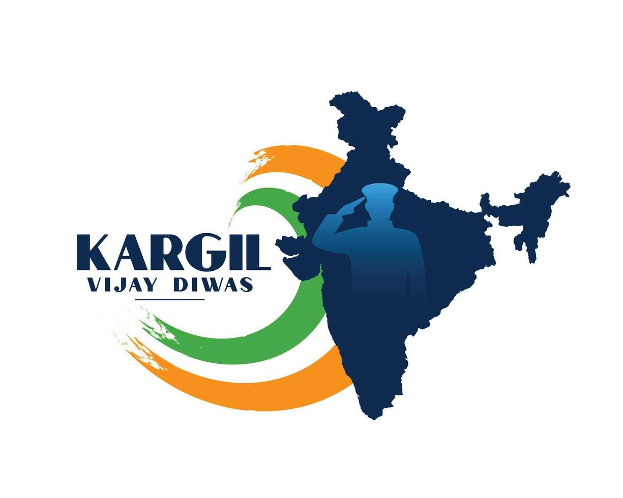 Dia 26 Julho Kargil vijay diwas celebração fundo com indiano mapa vetor