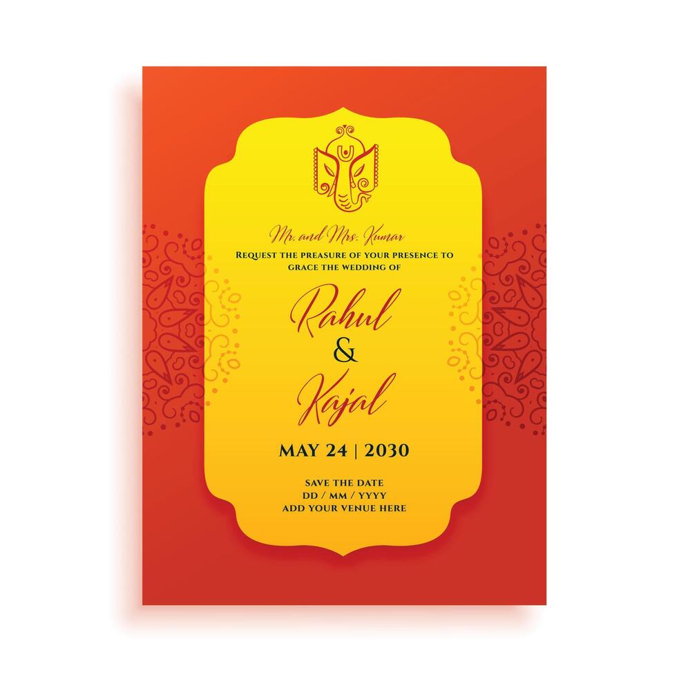 clássico indiano Casamento cartão modelo Projeto vetor