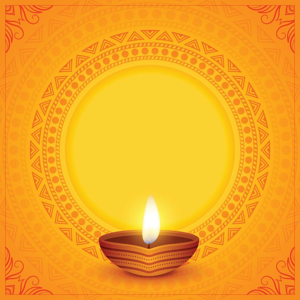 feliz diwali cumprimento fundo com óleo diya e imagem ou texto espaço vetor