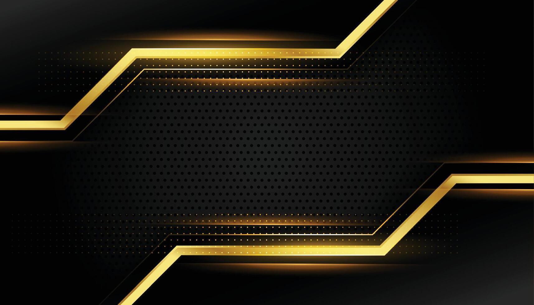 elegante Sombrio Preto fundo com abstrato dourado forma Projeto vetor