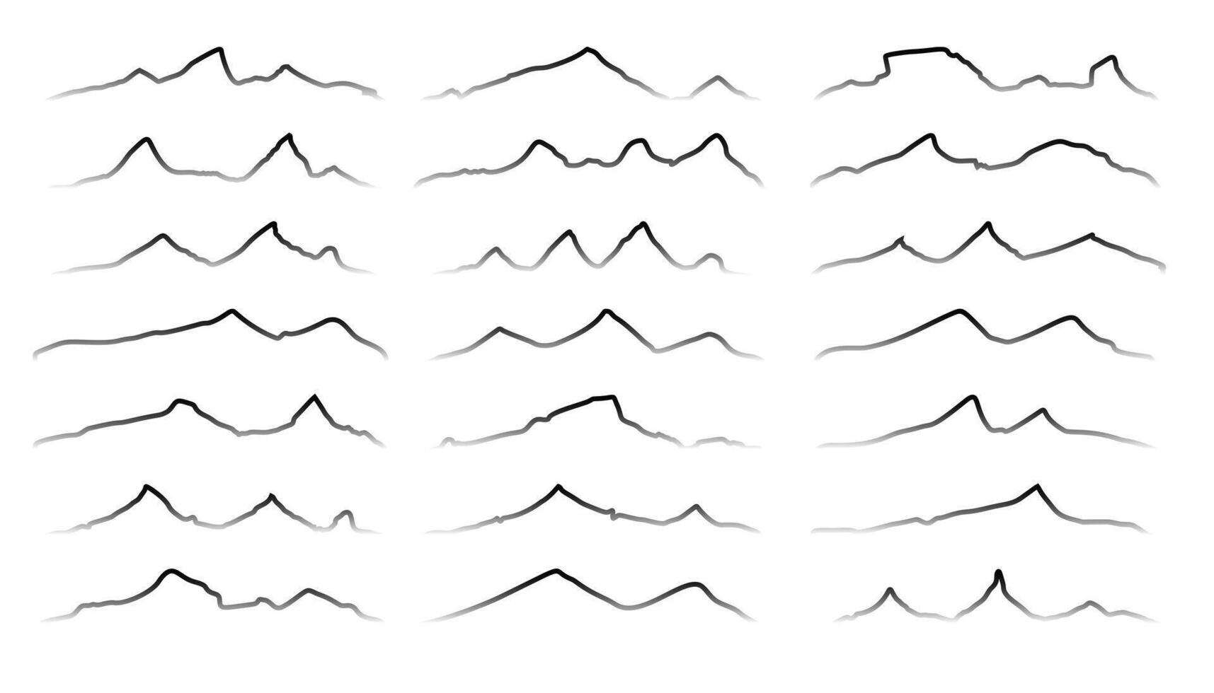 mão desenhado estilo Alto montanha alpino fundo dentro conjunto vetor