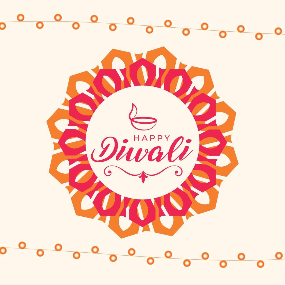 shubh diwali festival fundo com rangoli e festão Projeto vetor