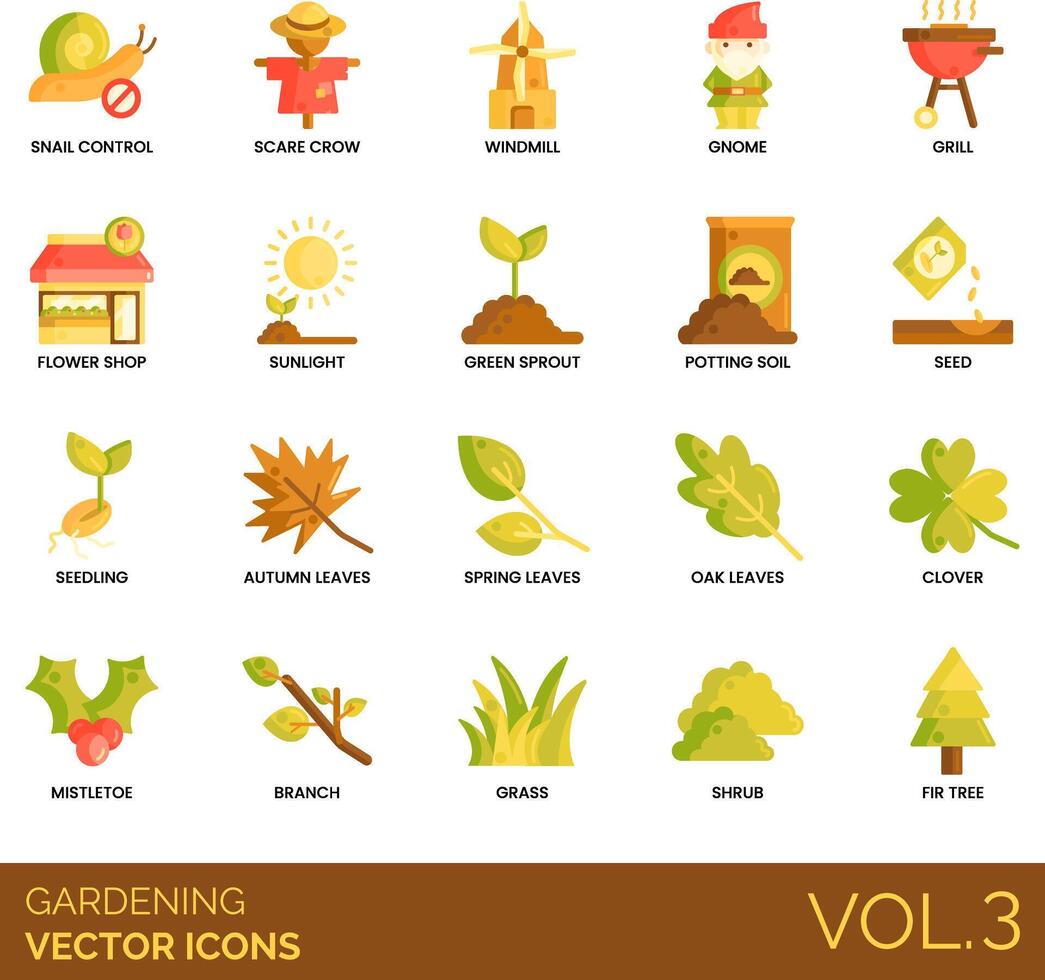 conjunto de ícones de jardinagem vetor