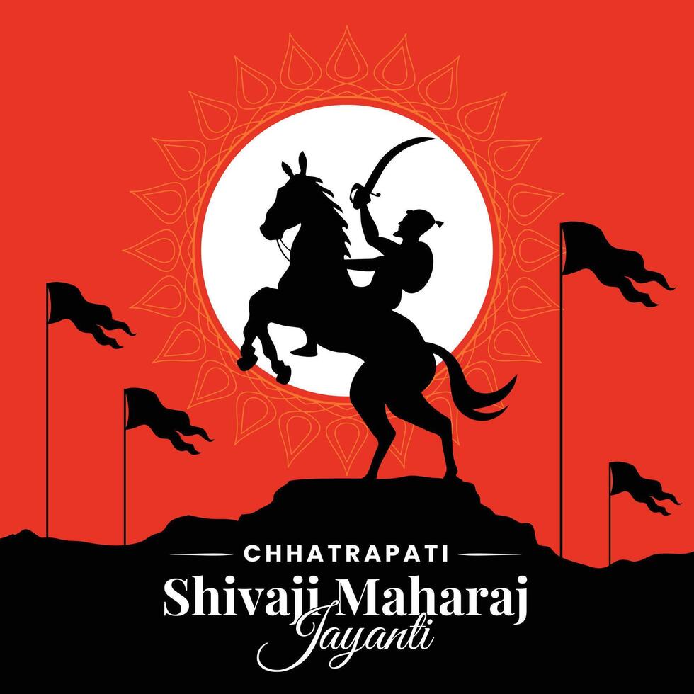 Chhatrapati Shivaji maharaj Jayanti saudações, ótimo indiano marata rei vetor