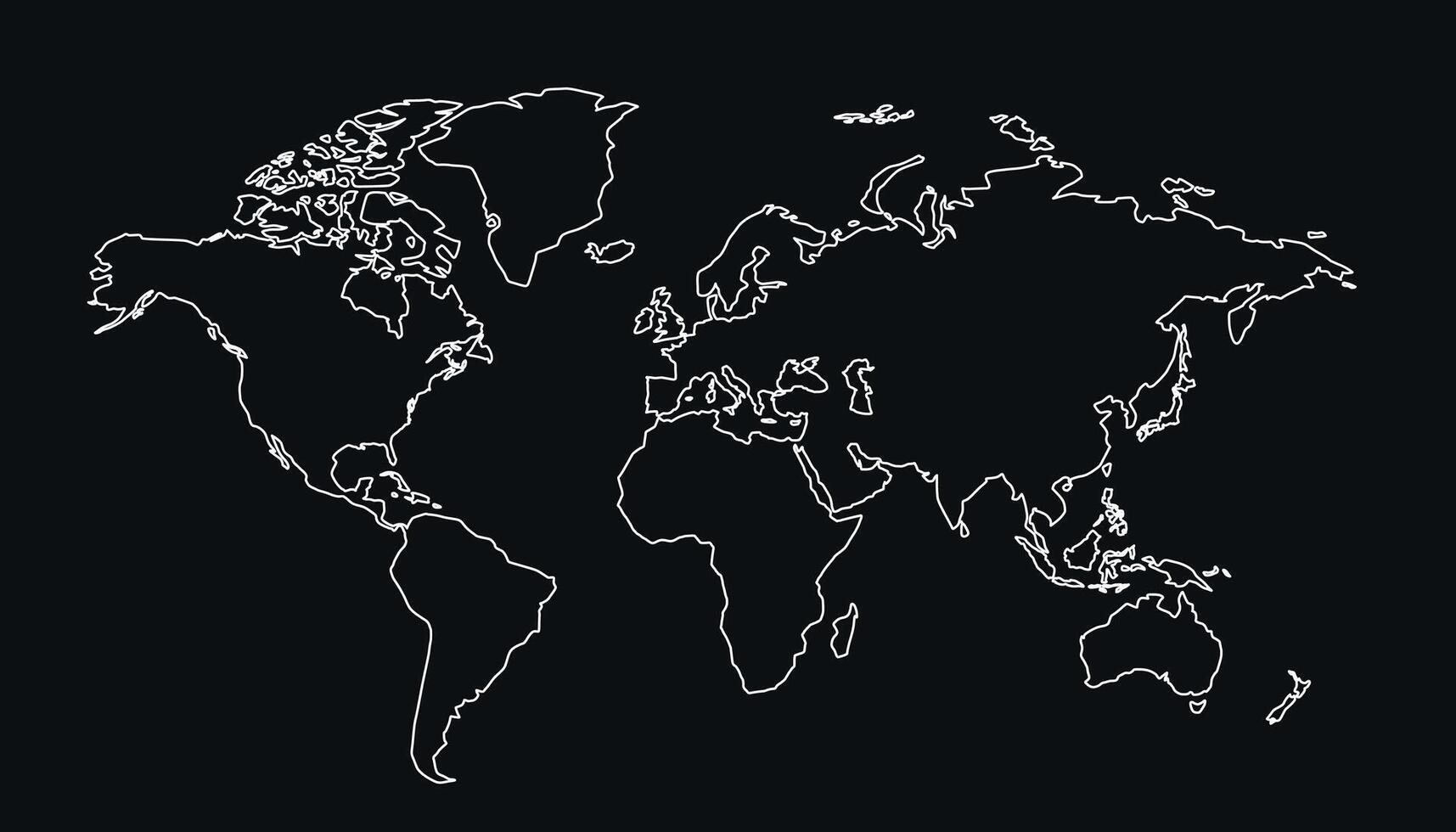 no mundo todo global mapa esboço em Preto fundo vetor