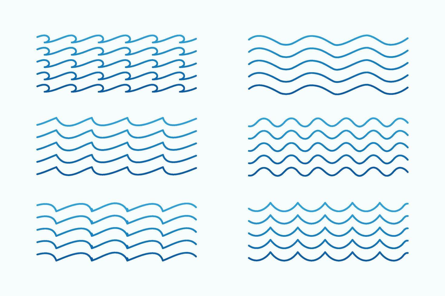 mar ondas padrões conjunto dentro linha estilos vetor