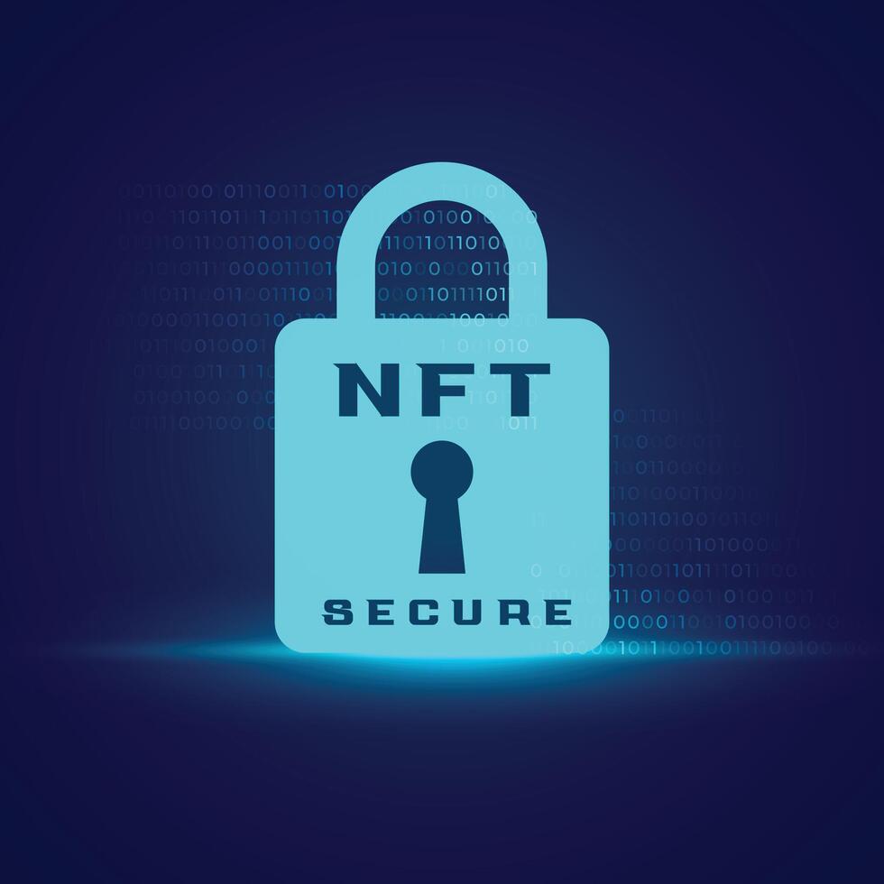 nft seguro digital trava conceito fundo vetor