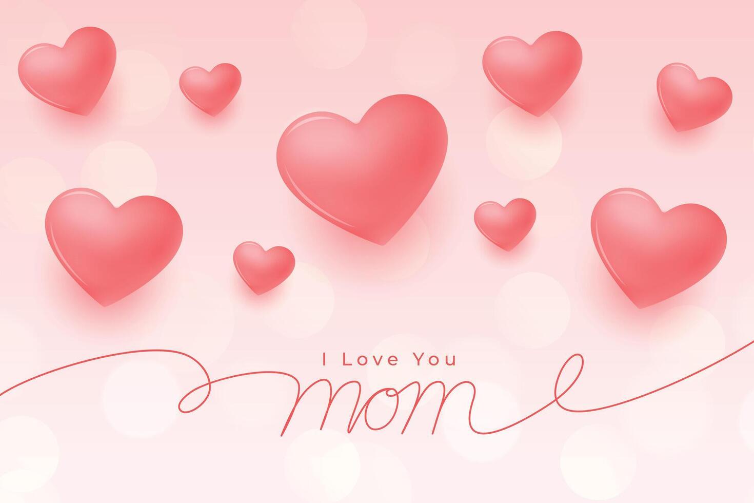 3d corações mães dia amor cartão Projeto vetor