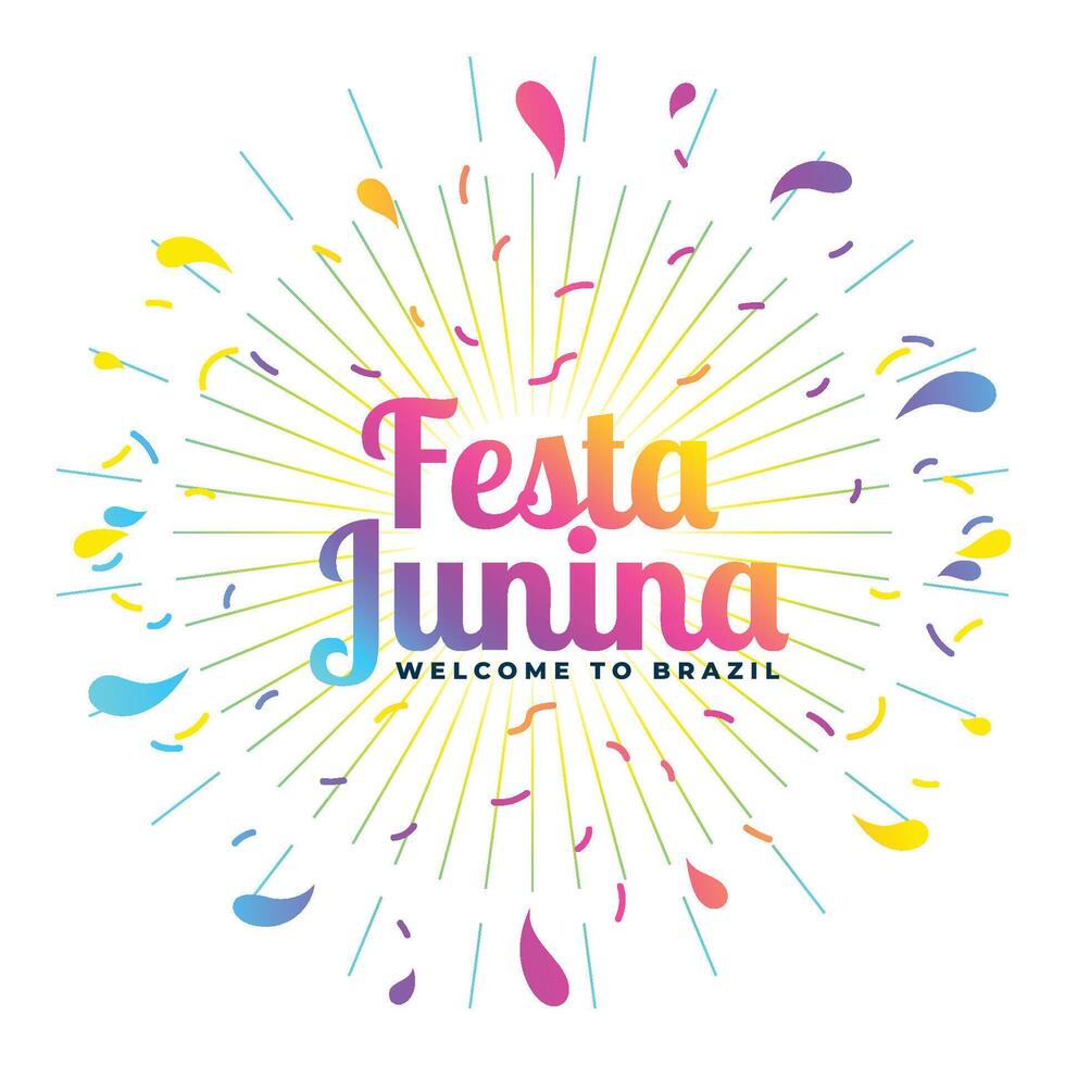 colorida festa junina celebração cartão com estourando confete vetor