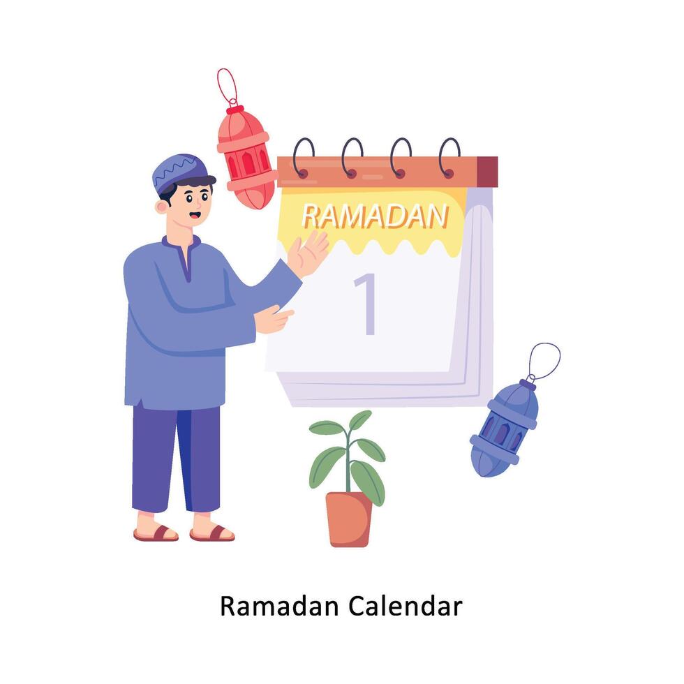 Ramadã calendário plano estilo Projeto vetor ilustração. estoque ilustração